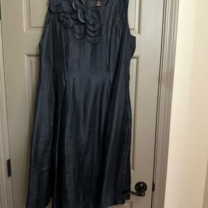 Robbie Bee Navy Grey Sleeveless Fomal Taffeta Dress 20W